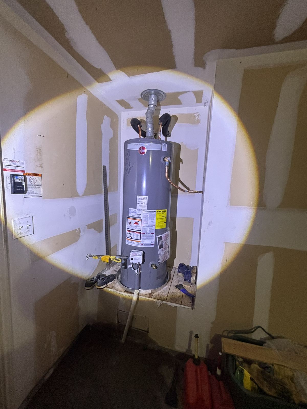 Residential water heater installed by Sways Construction